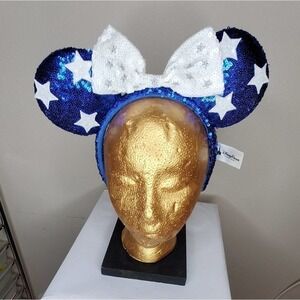 Disney Park Micky Ears Blue‎ White bling hairband. Walt. Vacation. Disney deco.